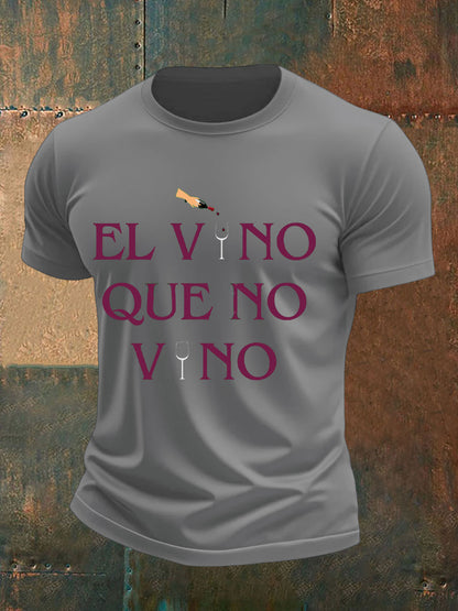 Camiseta impresa vino divertido de España de los hombres