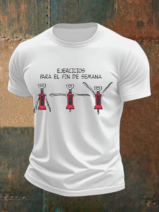 Camiseta impresa vino divertido de España de los hombres