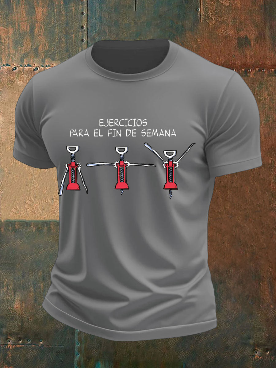 Camiseta impresa vino divertido de España de los hombres