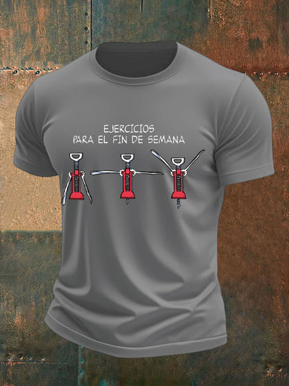 Camiseta impresa vino divertido de España de los hombres