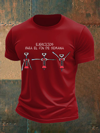 Camiseta impresa vino divertido de España de los hombres