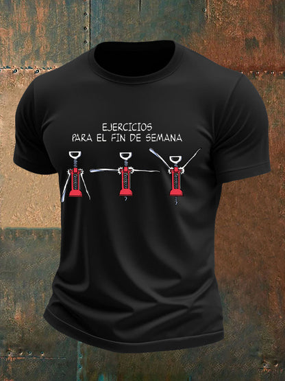 Camiseta impresa vino divertido de España de los hombres
