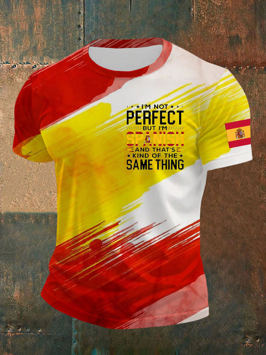 Camiseta de manga corta de bandera española para hombre No soy perfecto, pero soy español Eso es lo mismo