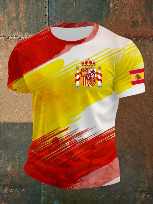 Camiseta de manga corta con bandera española para hombre