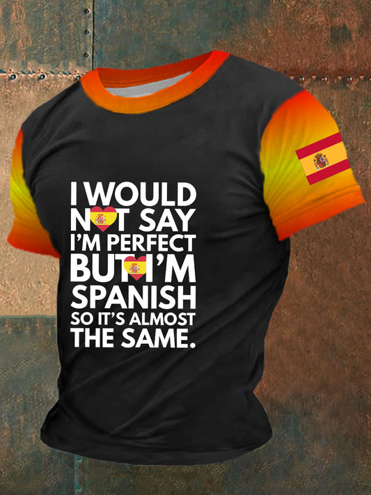 Camiseta de manga corta con bandera española para hombre