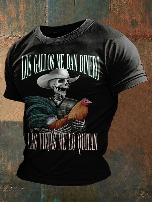 Camiseta divertida impresa cráneo de los hombres