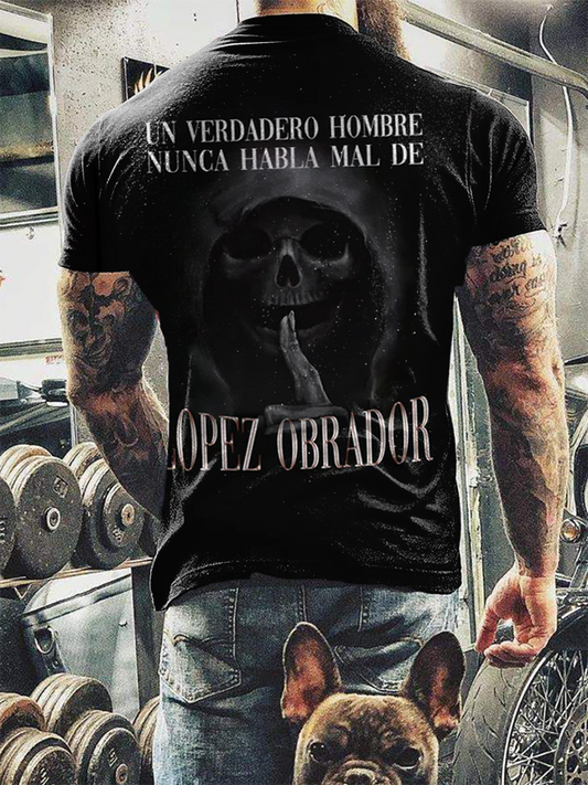 Camiseta divertida impresa cráneo de los hombres