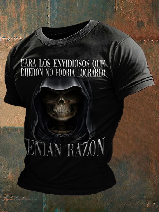 Camiseta divertida impresa cráneo de los hombres