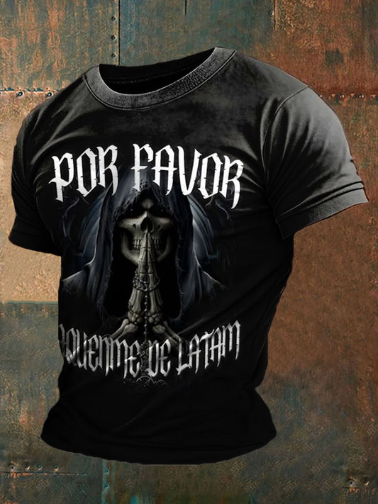 Camiseta divertida impresa cráneo de los hombres