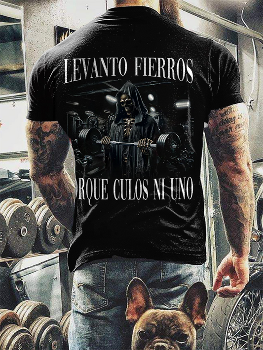 Camiseta divertida impresa cráneo de los hombres
