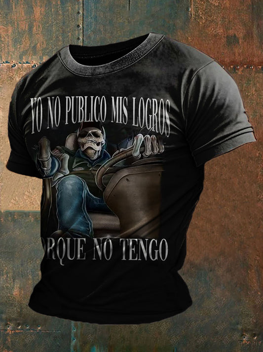 Camiseta divertida impresa cráneo de los hombres
