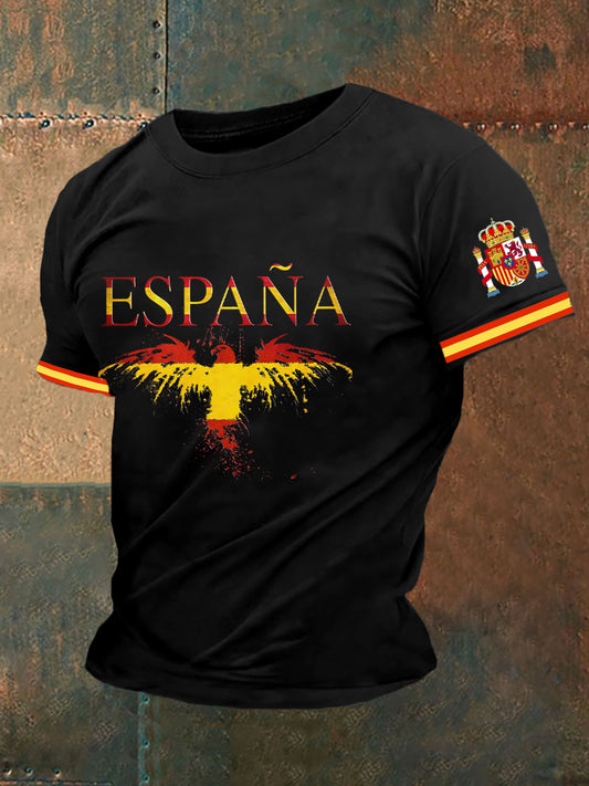La bandera de España de los hombres imprimió la camiseta de manga corta