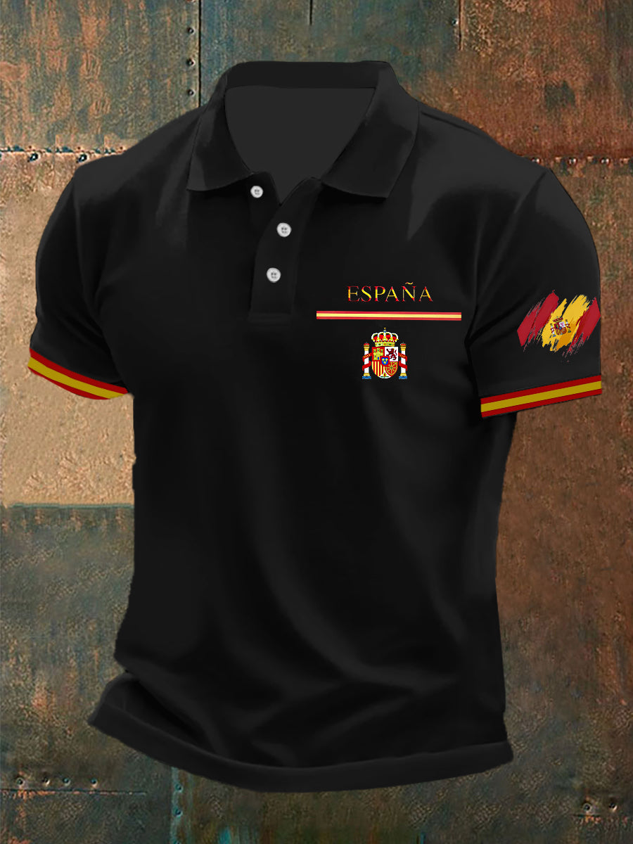 Top de manga corta con estampado de bandera de España para hombre