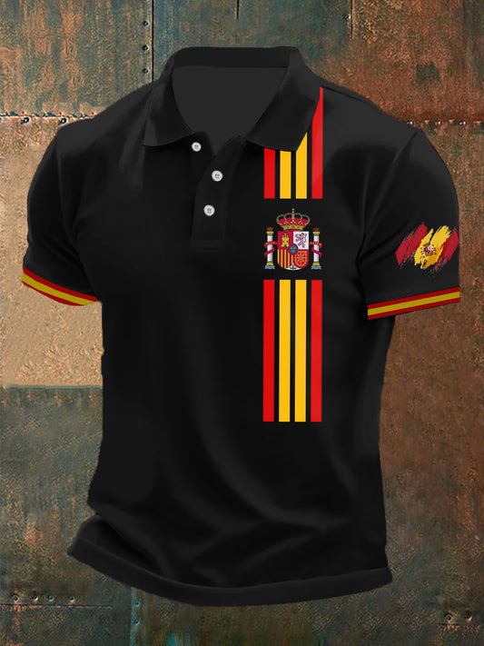 Top de manga corta con estampado de bandera de España para hombre