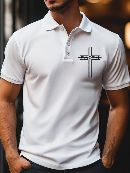 Top casual impreso de la cruz de la fe de los hombres
