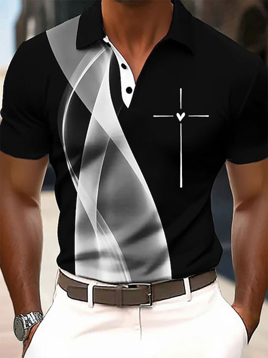 Camiseta casual impresa cruz de la fe de los hombres