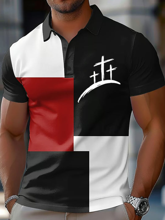 Top casual impreso de la cruz de la fe de los hombres