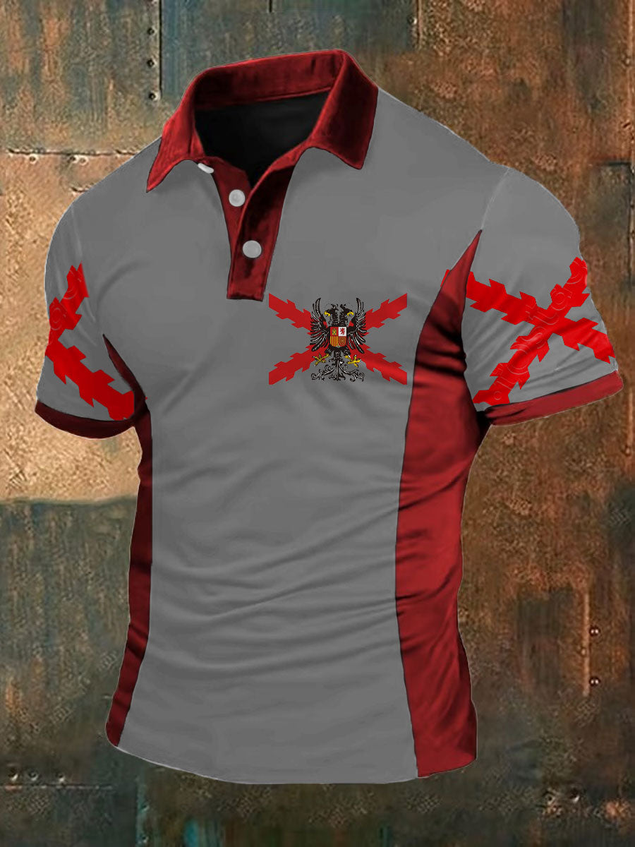 Hombres España Patrotic Cruz de Borgoña Tercio Impreso Casual Tops