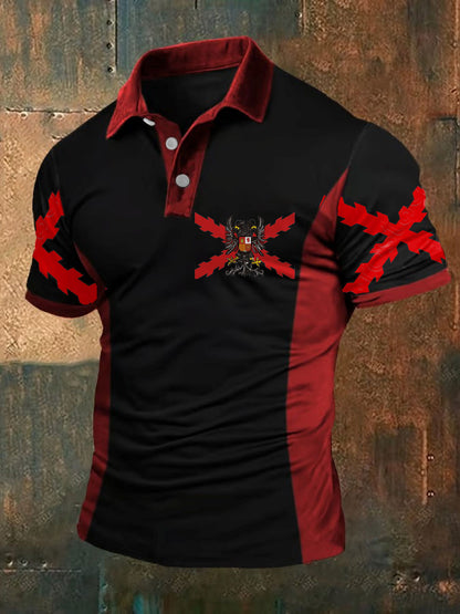 Hombres España Patrotic Cruz de Borgoña Tercio Impreso Casual Tops