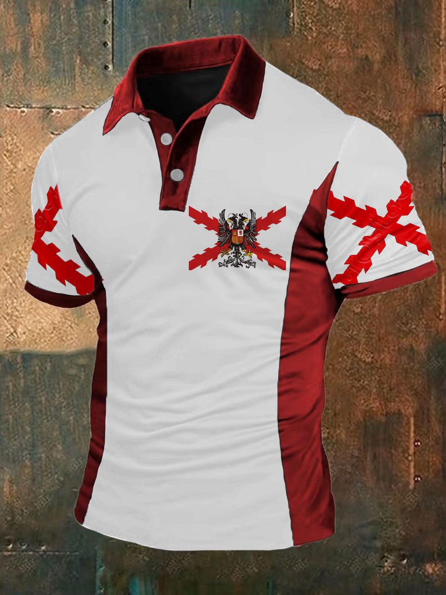 Hombres España Patrotic Cruz de Borgoña Tercio Impreso Casual Tops