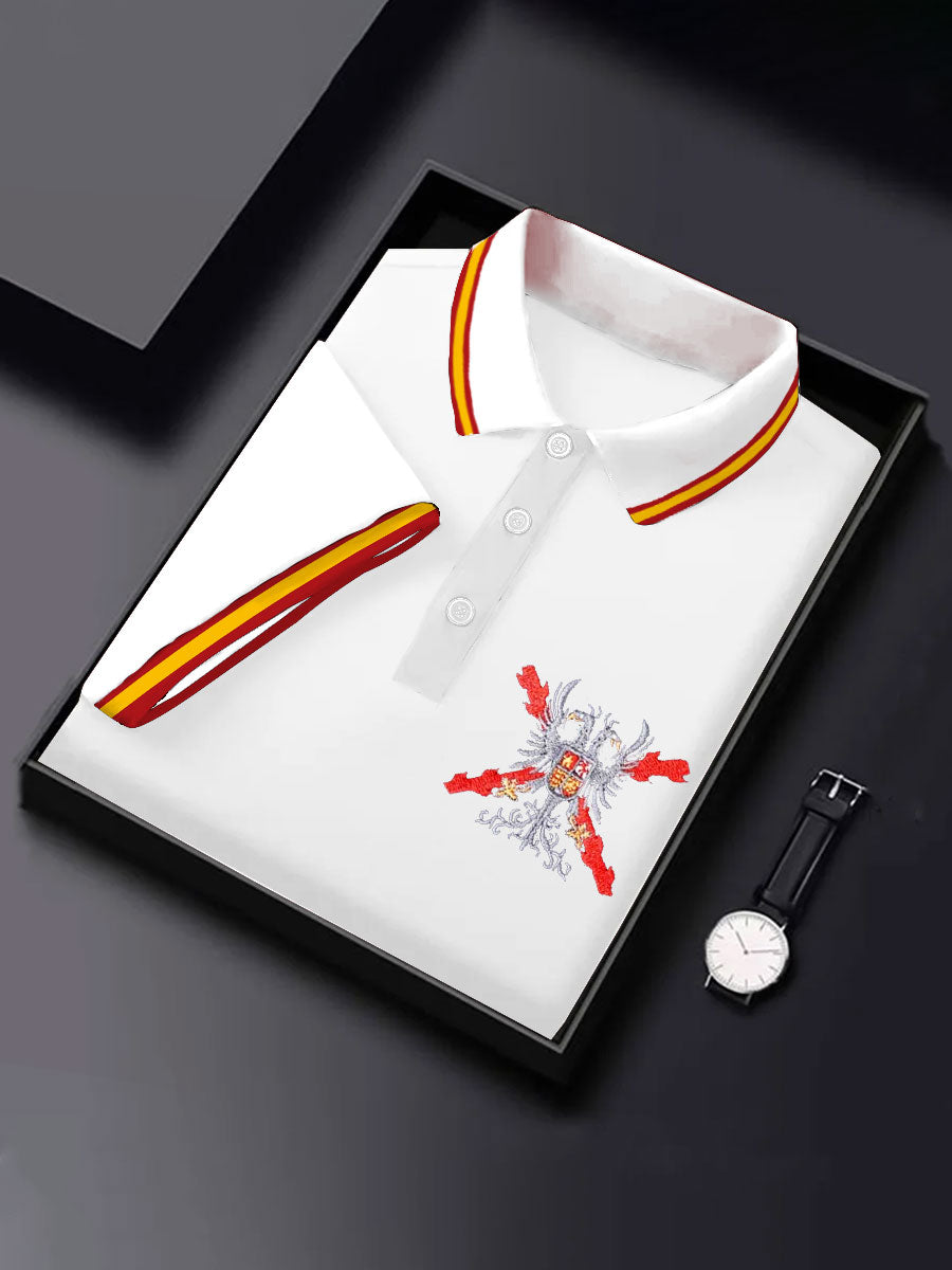 Hombres España Patrotic Cruz de Borgoña Tercio Impreso Casual Tops