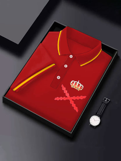 Hombres España Patrotic Cruz de Borgoña Tercio Impreso Casual Tops