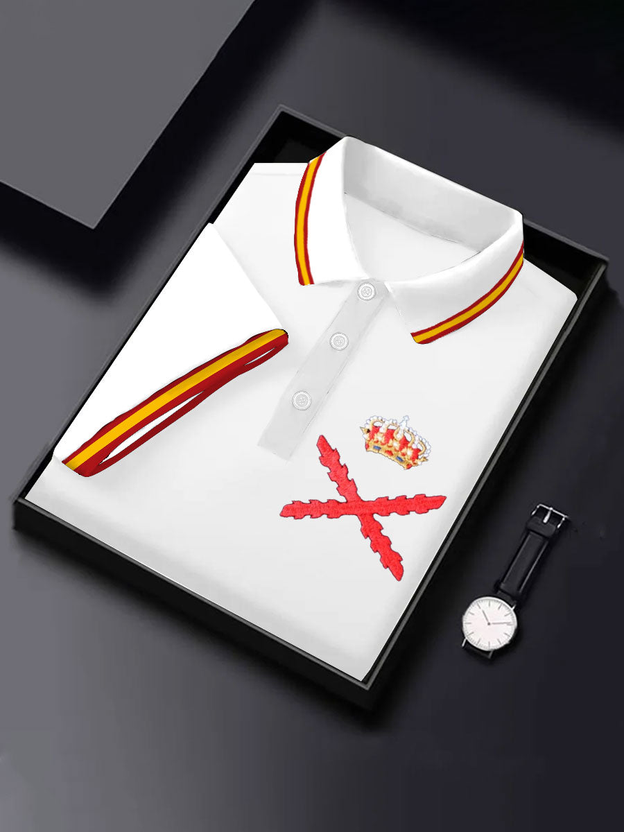 Hombres España Patrotic Cruz de Borgoña Tercio Impreso Casual Tops