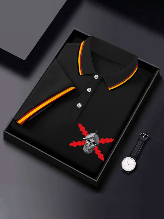 Hombres España Cruz de Borgoña Tercio Impreso Casual Tops