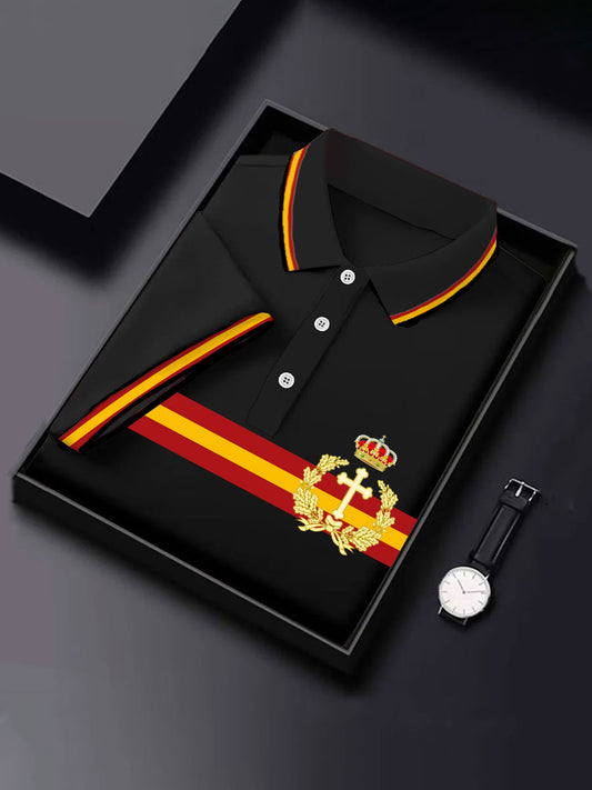Hombres España Cruz de Borgoña Tercio Impreso Casual Tops