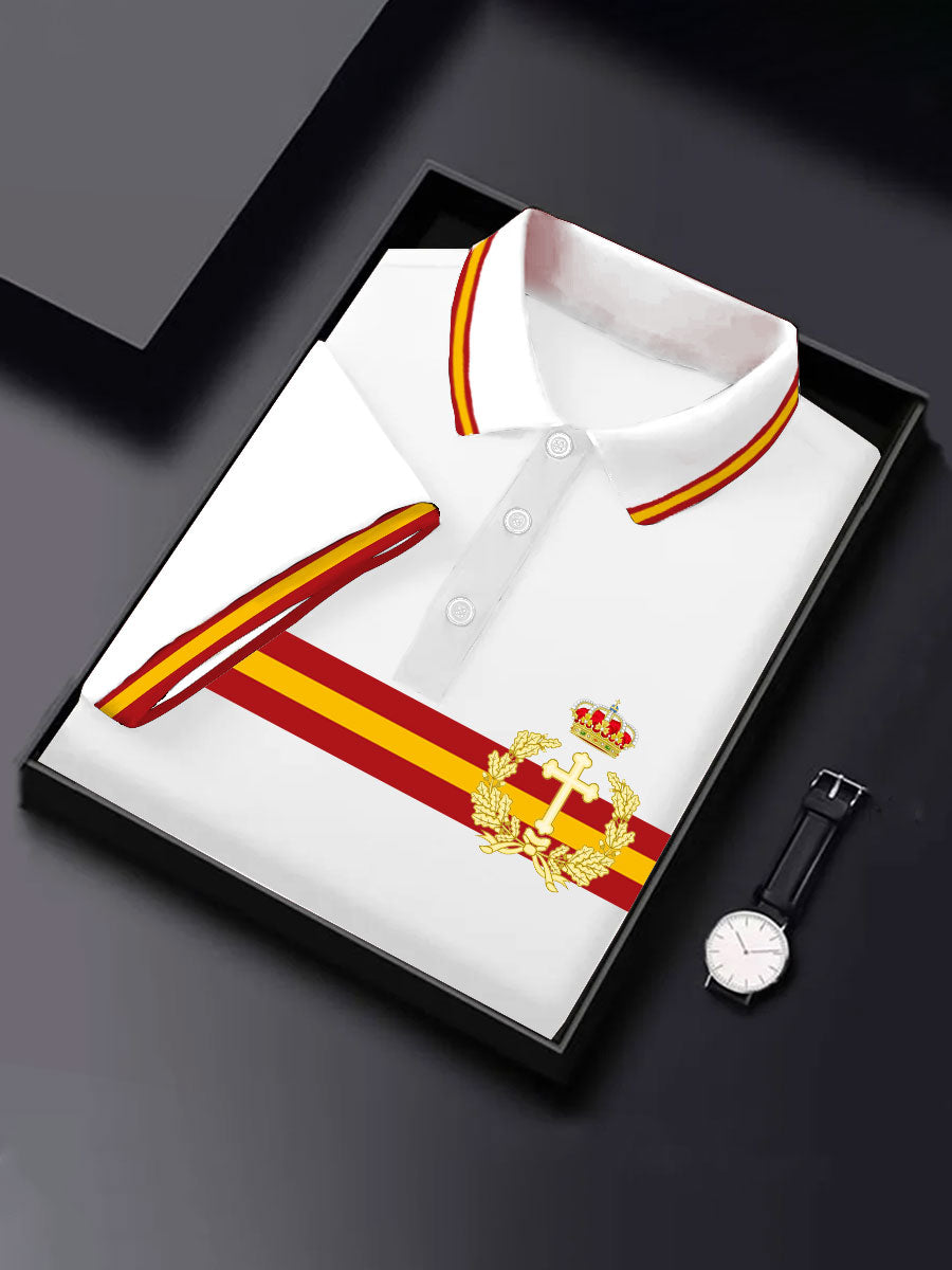 Hombres España Cruz de Borgoña Tercio Impreso Casual Tops