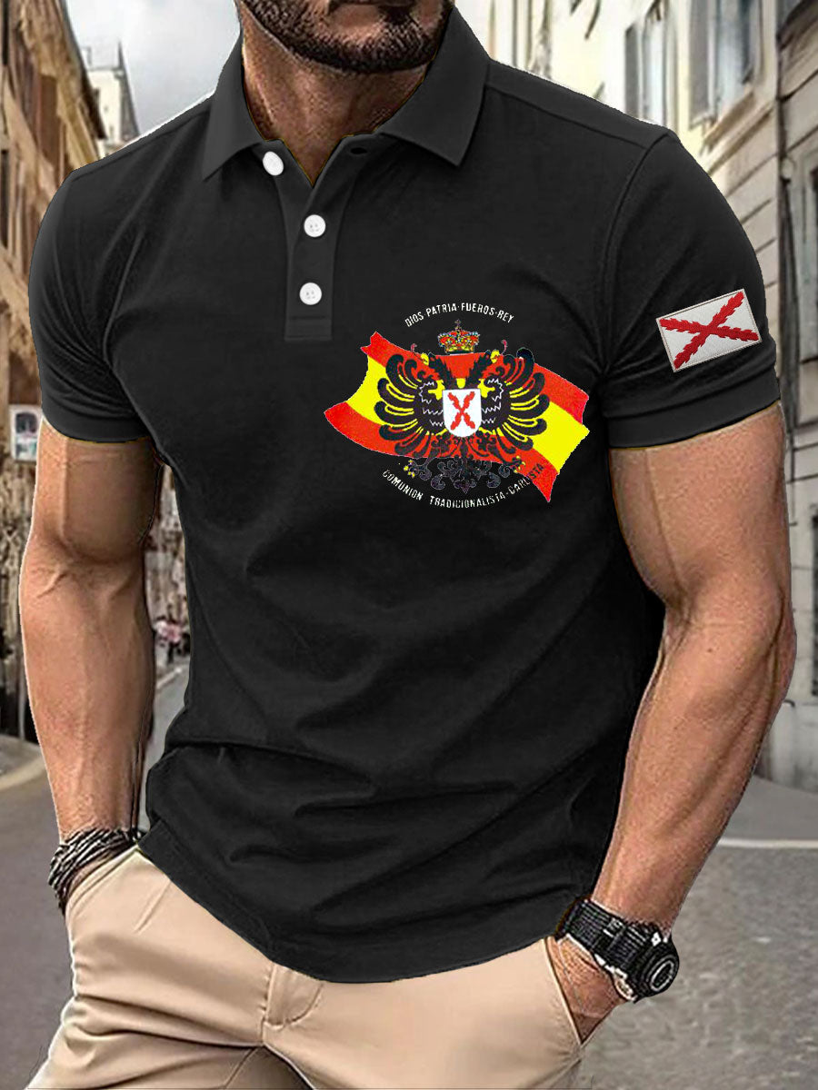 Hombres España Cruz de Borgoña Tercio Impreso Casual Tops