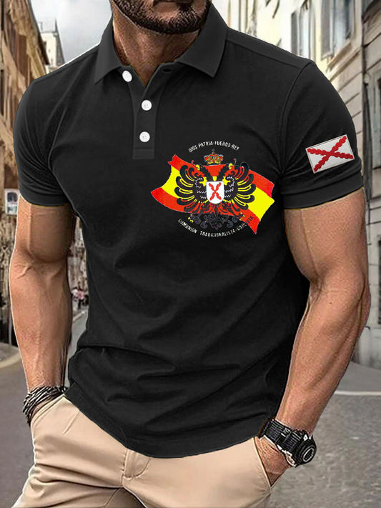 Hombres España Cruz de Borgoña Tercio Impreso Casual Tops