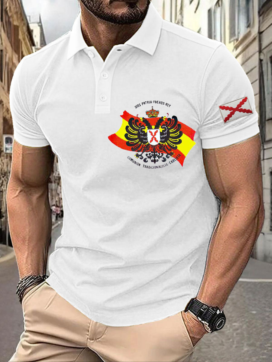 Hombres España Cruz de Borgoña Tercio Impreso Casual Tops
