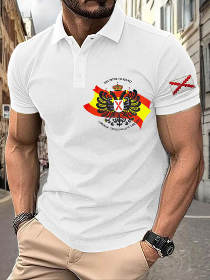 Hombres España Cruz de Borgoña Tercio Impreso Casual Tops