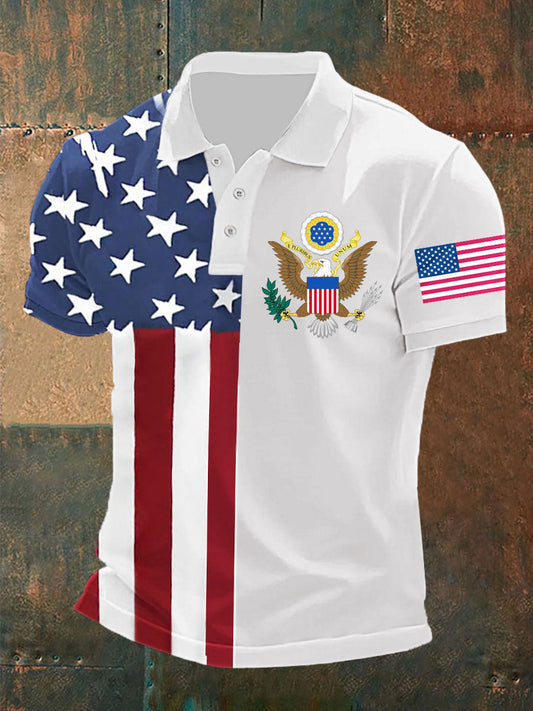 Camisa de manga corta USA Pirnt para hombre