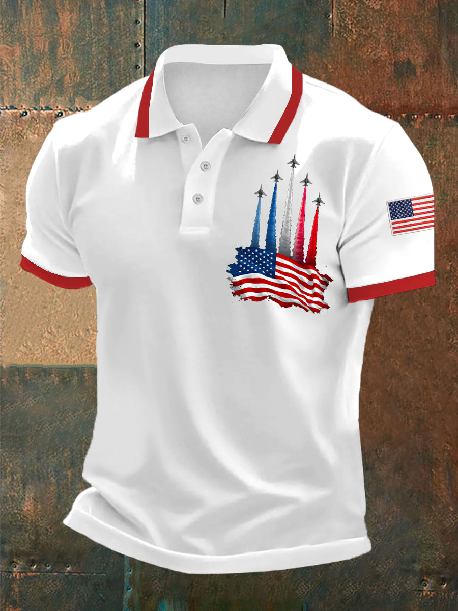 Día de la Independencia de los hombres American Flag Jet Planes Imprimir Casual Top