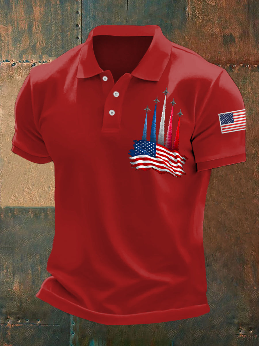 Día de la Independencia de los hombres American Flag Jet Planes Imprimir Casual Top