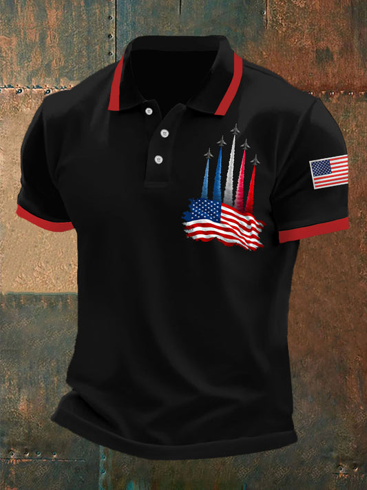 Día de la Independencia de los hombres American Flag Jet Planes Imprimir Casual Top