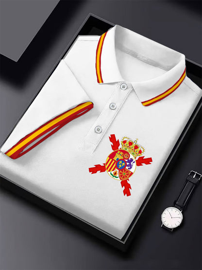 Hombres España Cruz de Borgoña Tercio Impreso Casual Tops