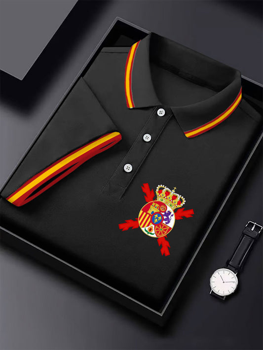 Hombres España Cruz de Borgoña Tercio Impreso Casual Tops
