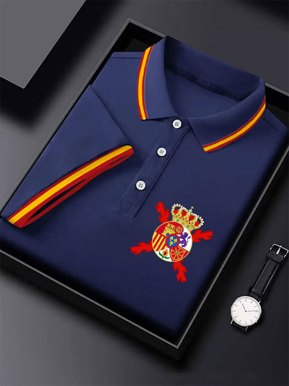 Hombres España Cruz de Borgoña Tercio Impreso Casual Tops