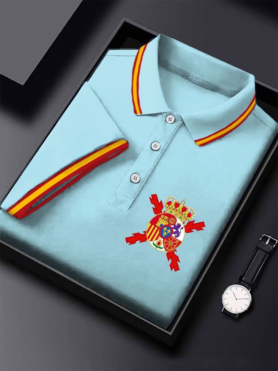 Hombres España Cruz de Borgoña Tercio Impreso Casual Tops