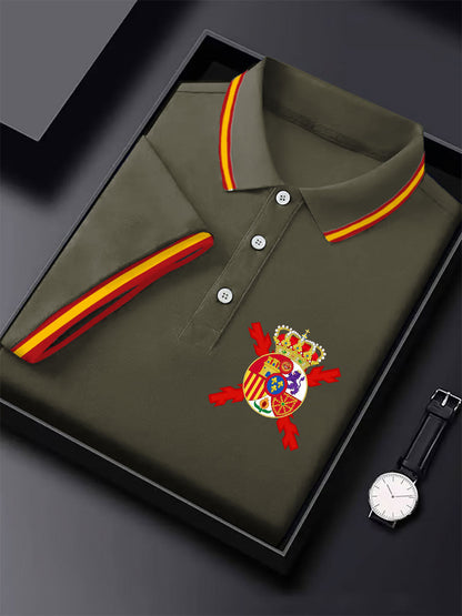 Hombres España Cruz de Borgoña Tercio Impreso Casual Tops