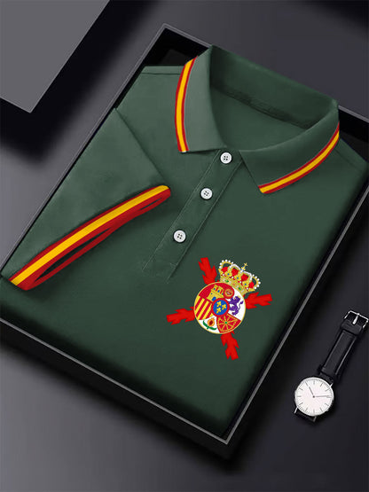 Hombres España Cruz de Borgoña Tercio Impreso Casual Tops