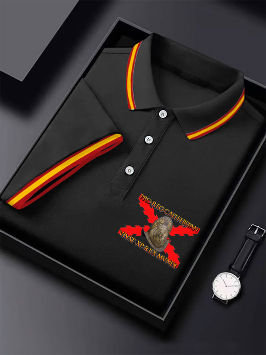 Hombres España Cruz de Borgoña Tercio Impreso Casual Tops