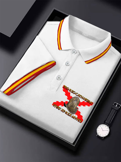 Hombres España Cruz de Borgoña Tercio Impreso Casual Tops