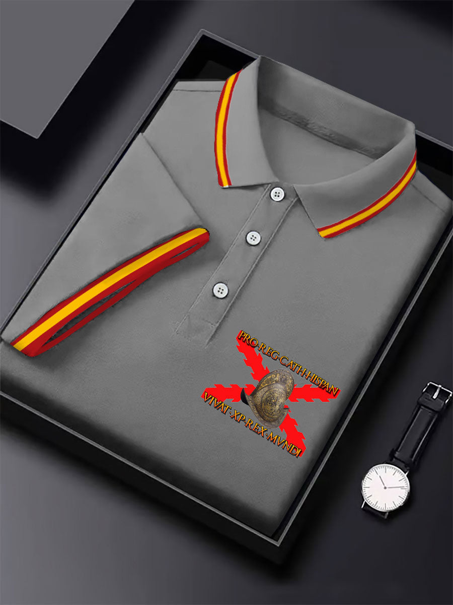 Hombres España Cruz de Borgoña Tercio Impreso Casual Tops