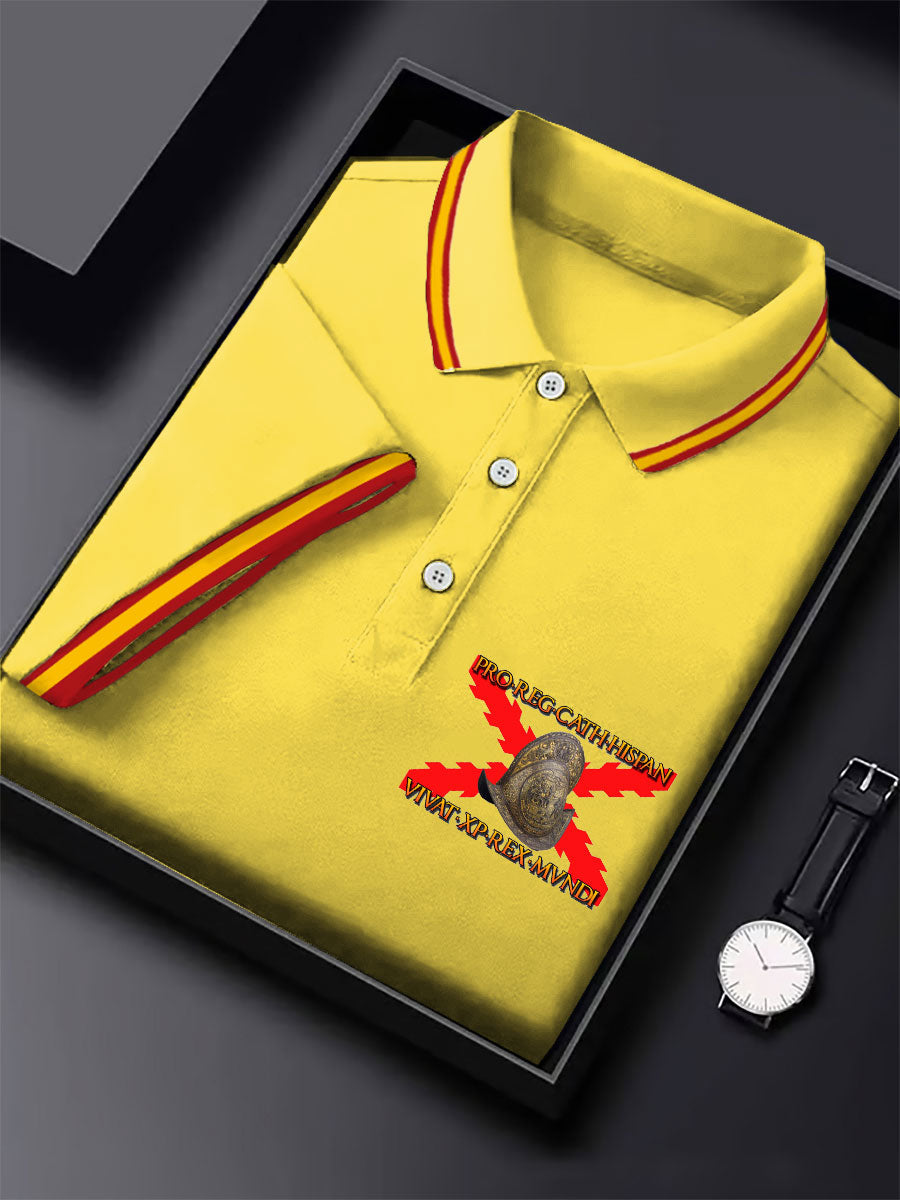 Hombres España Cruz de Borgoña Tercio Impreso Casual Tops