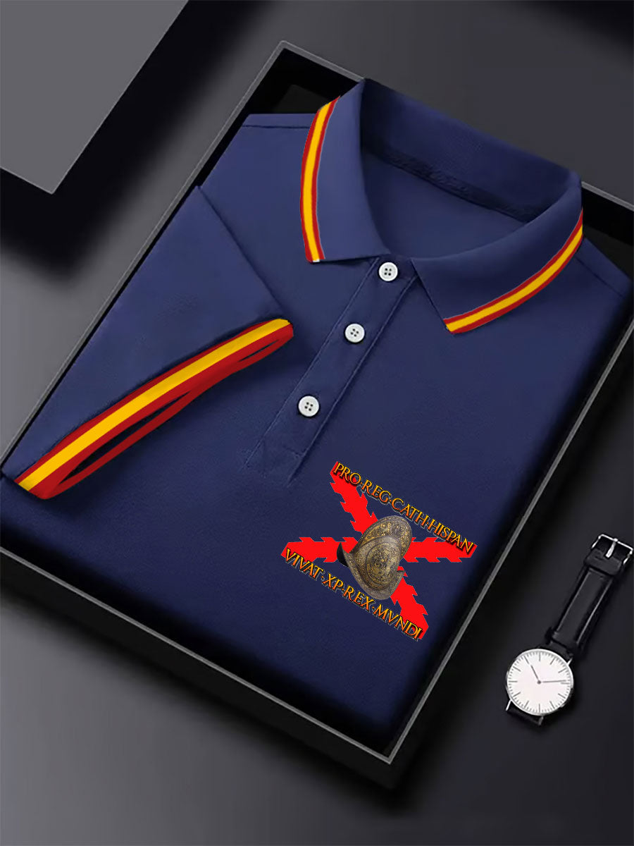 Hombres España Cruz de Borgoña Tercio Impreso Casual Tops