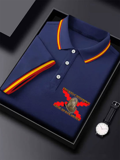 Hombres España Cruz de Borgoña Tercio Impreso Casual Tops